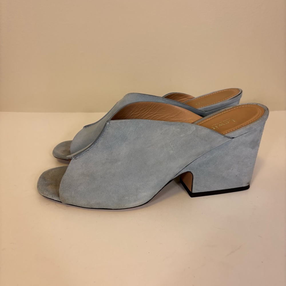 Lewit Elegant Light Blue Suede‎ Open Toe Women's Mules 40.5